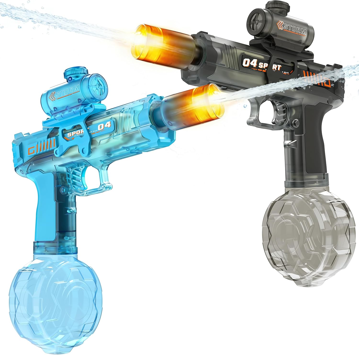 Electric Water Gun for Kids & Adults - 2 Pack Automatic Squirt Gun with Nozzle Flash & Water Spray Sound, Summer Outdoor Water Blaster Pistol Pool Beach Party Toys for Boys Girls