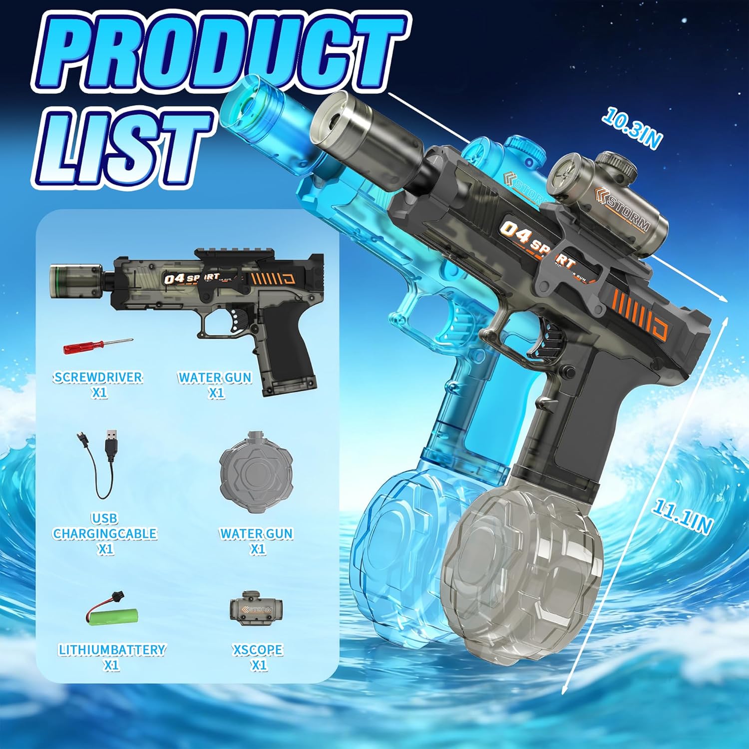Electric Water Gun for Kids & Adults - 2 Pack Automatic Squirt Gun with Nozzle Flash & Water Spray Sound, Summer Outdoor Water Blaster Pistol Pool Beach Party Toys for Boys Girls
