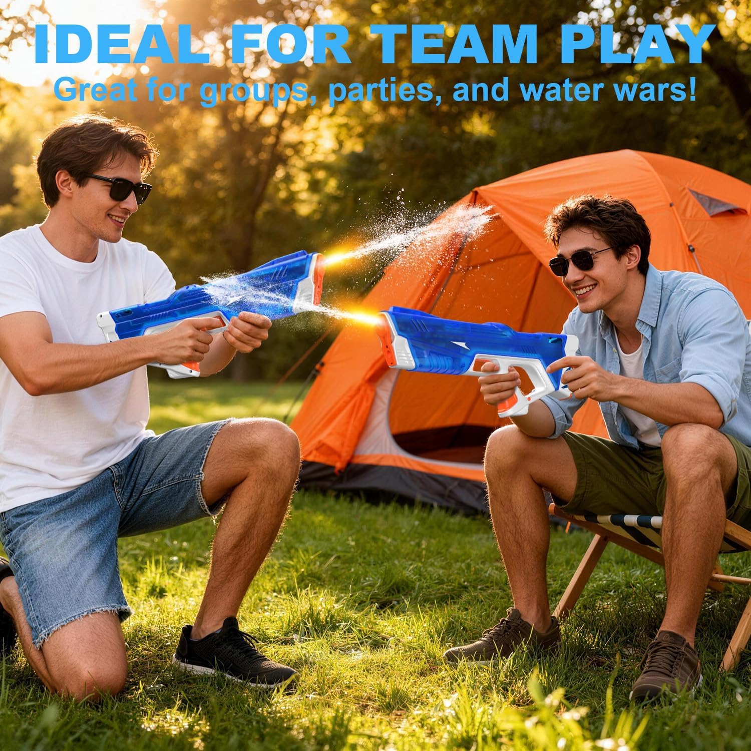 Pakoo Electric Water Gun for Adults Kids, High-Capacity Automatic Squirt Gun with LED Lights, 32FT Long Range Transparent Water Blaster, Summer Outdoor Pool & Beach Party Toys for Boys Girls