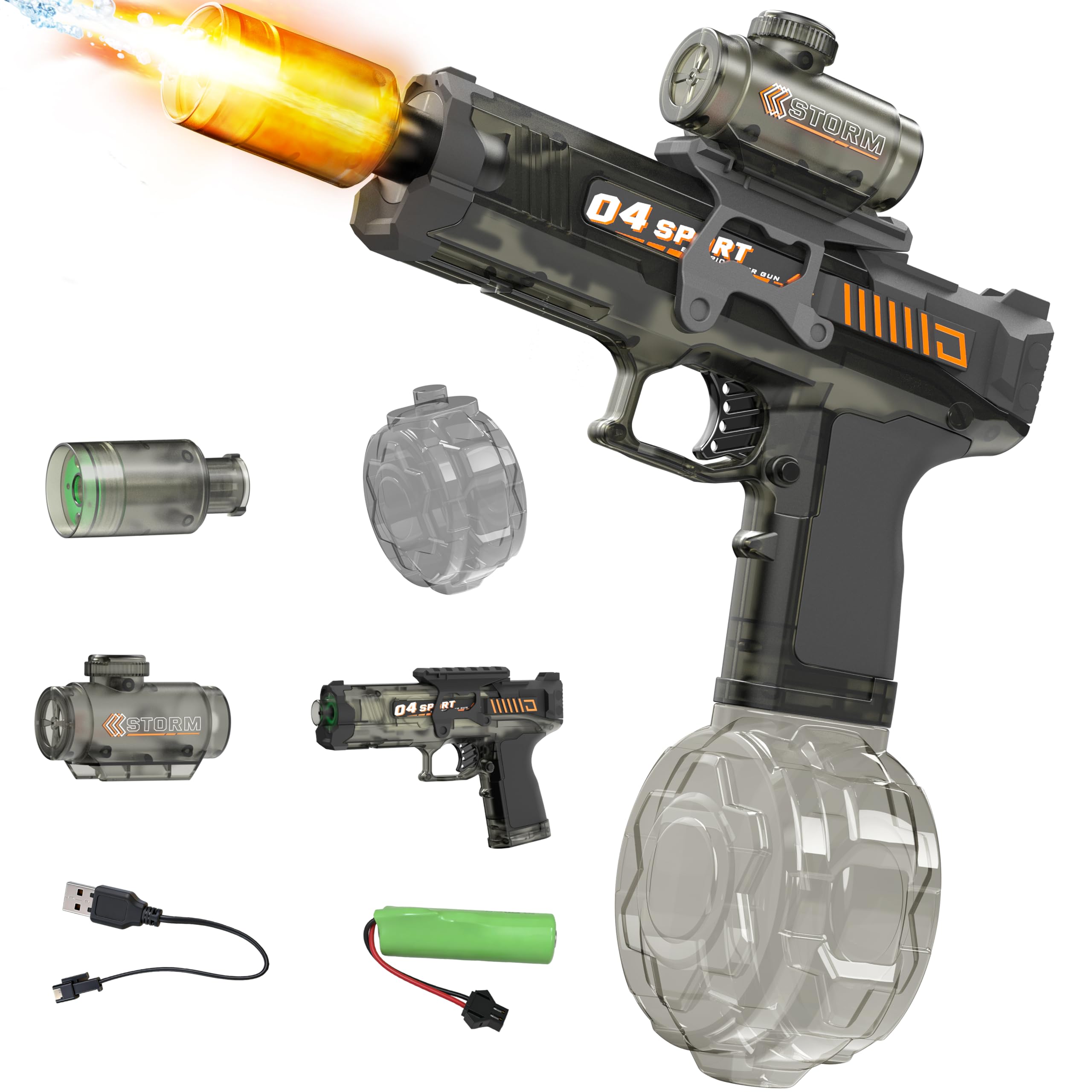 Electric Water Gun for Kids & Adults - 2 Pack Automatic Squirt Gun with Nozzle Flash & Water Spray Sound, Summer Outdoor Water Blaster Pistol Pool Beach Party Toys for Boys Girls